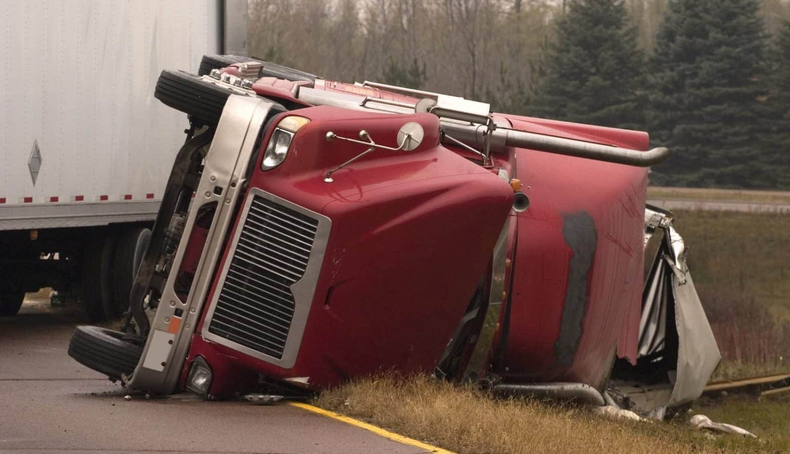 18-wheeler Truck Accident Stock Photo