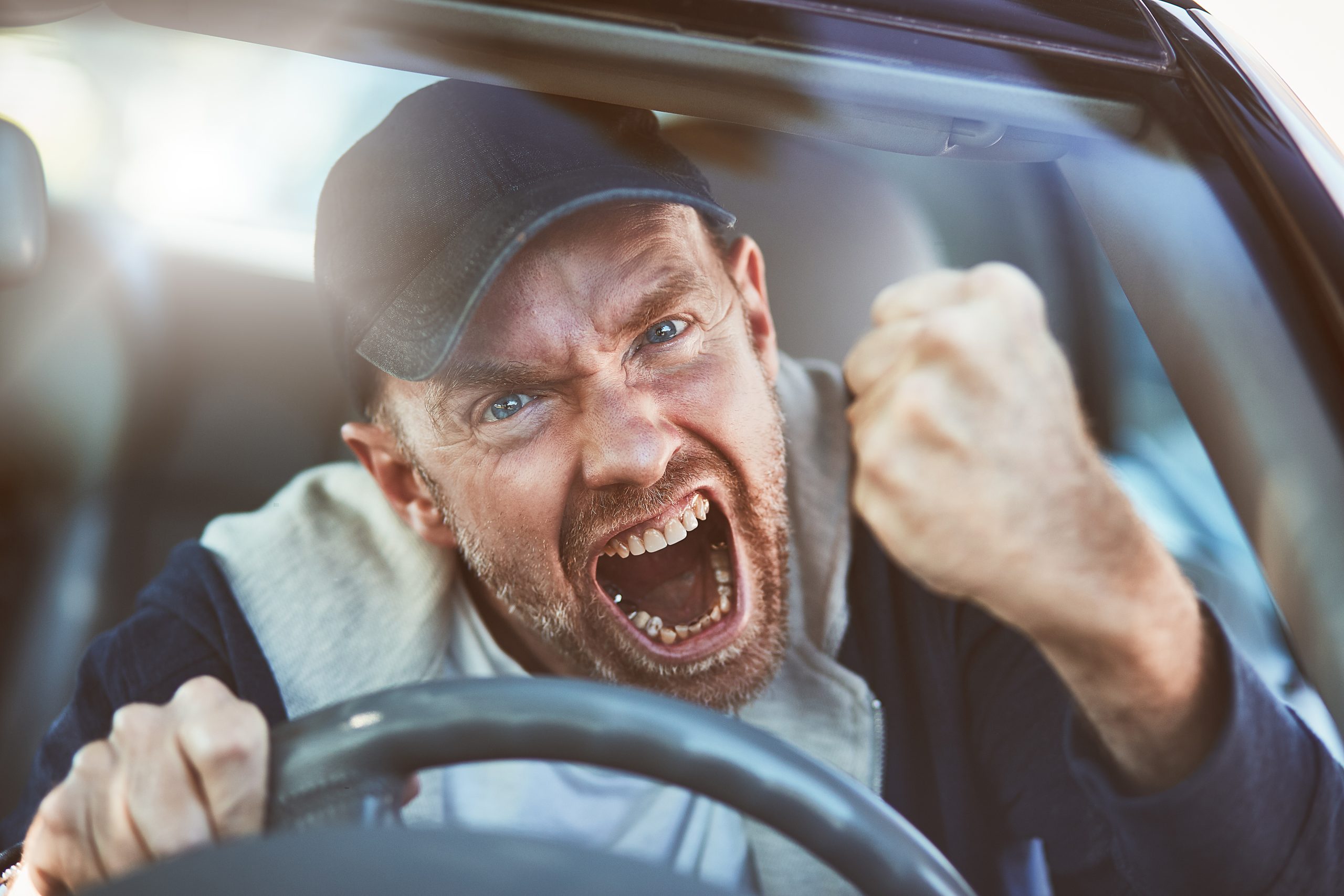 man exhibiting road rage