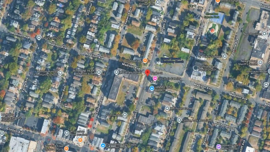box truck crash brings down power lines on bergen street in newark