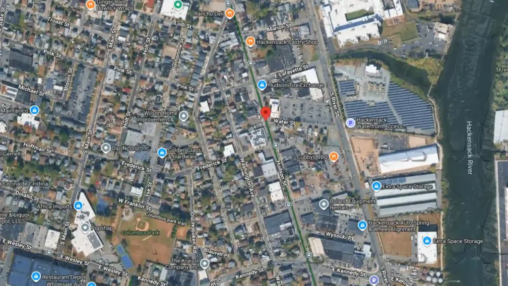 overturned two vehicle crash reported at hudson street and water street in hackensack