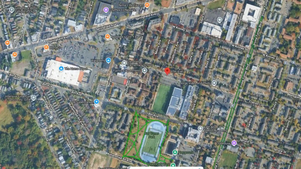 parked vehicle reportedly struck in parking area on 17th avenue in newark