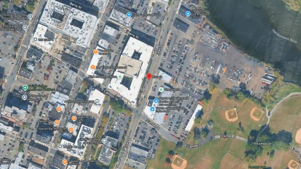 single vehicle rollover crash damages pole and hydrant on river street in hackensack